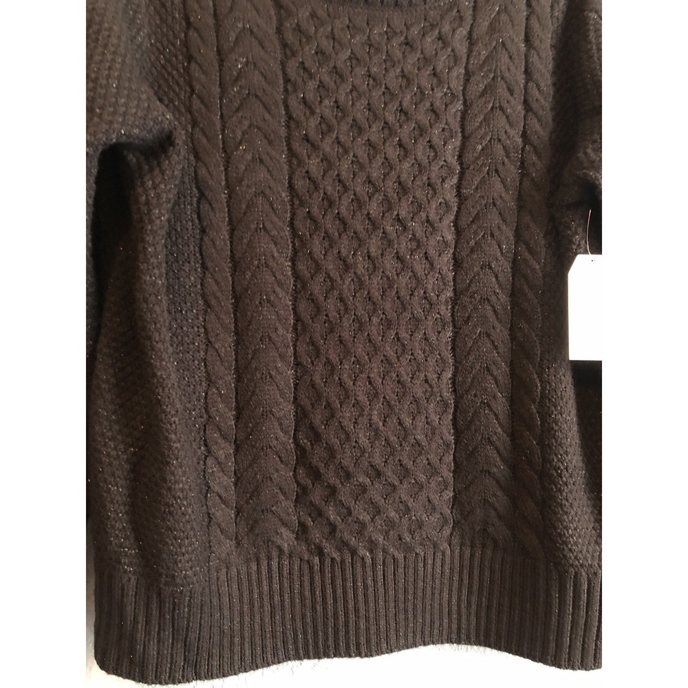 Time & Tru Womens Sweater Large Black Soot Lorex Long Sleeve Pullover Festive - Picture 5 of 10
